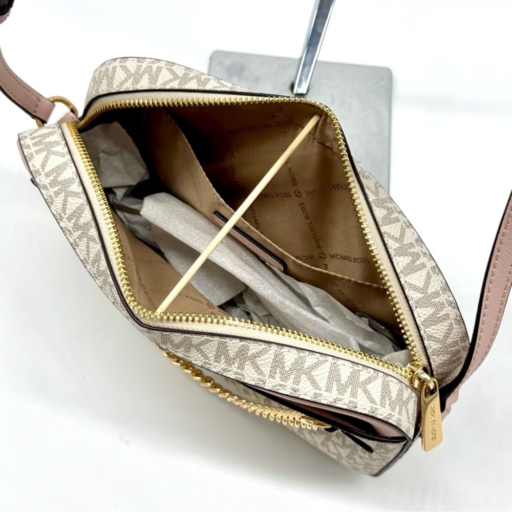 Michael Kors Large EW Zip Chain Xbody Crossbody Bag Powder Blush Multi - Picture 7 of 9